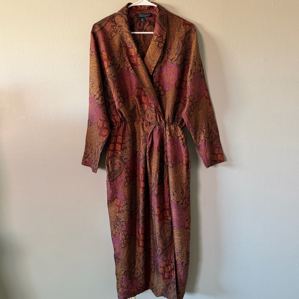 Vintage Gillian 100% Silk Paisley Wrap Dress Size 12